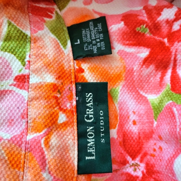 Lemon Grass Floral Pink & Orange Jacket. Button Up. Long Sleeve. - Picture 4 of 4